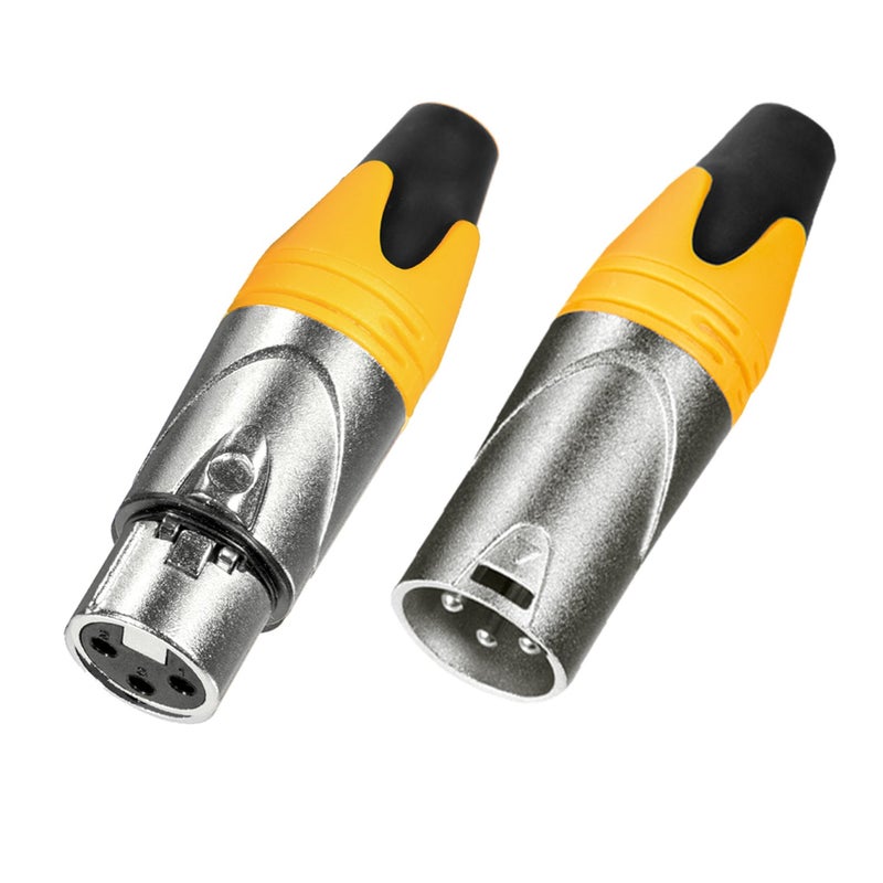 MFL. 3-Pin XLR Cable Connector Male and Female with Nickel Housing and Silver Contacts Mic Cable Plug Connector Audio Socket, Yellow, 4 Pairs - Image 2